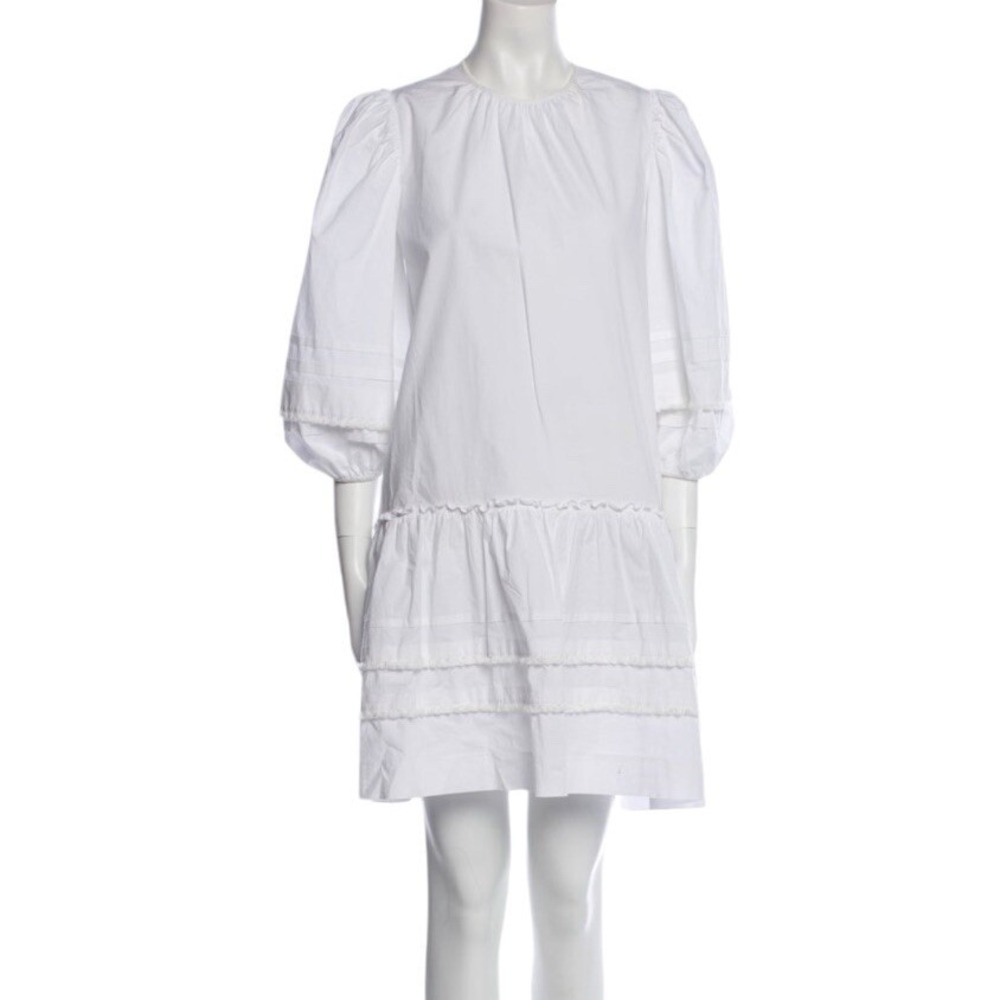 Pearl Lela Rose Dress Sz XS White Balloon Sleeve Cottagecore graduation coquette